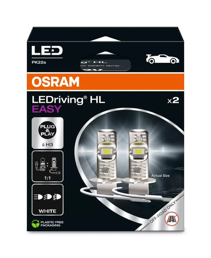 OSRAM LEDriving HL EASY H3 – Kompakt og kraftig LED-oppgradering for høy- og nærlys - Lyshelten.no