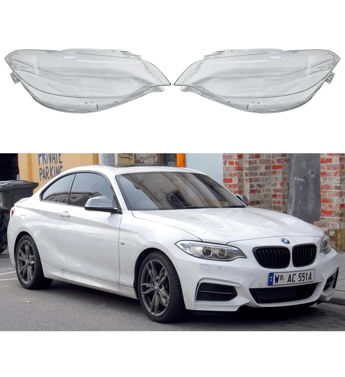 BMW 2 Serie F22 F23 F87 (2012-2017) frontlykt - glass (Sett) - Lyshelten.no